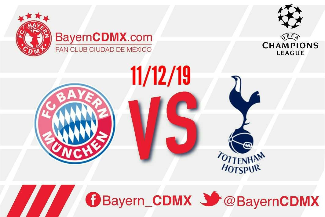 BayernCDMX's tweet photo. Próximo encuentro 11/12/19 esta vez toca cerrar la fase de grupos en #UCHL #Champions #FCBTHFC https://t.co/wVTM75wT7w
