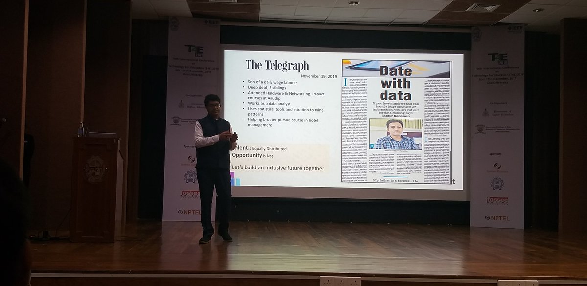 spoken_tutorial's tweet image. An excellent presentation by Dr. Bikram Sengupta from Anudip and iMerit. Very impressive work.
#T4E2019 #spokentutorial