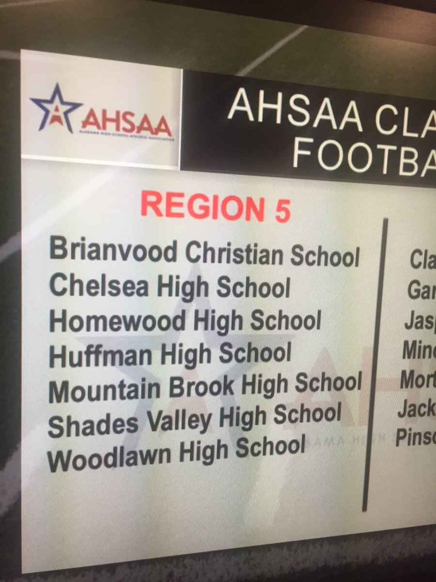 Mountain Brook Spartan new region, Class 6A