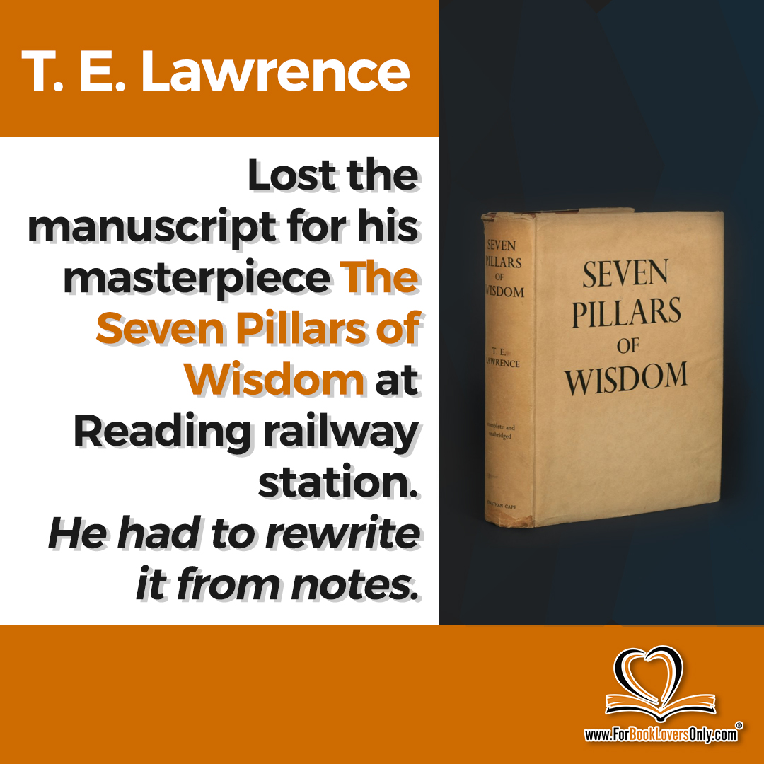FBLOnly's tweet photo. After he lost the original memoirs in 1919, Lawrence rewrote them from memory in 1920, totaling over 400,000 words.  In 1922 he completed a 3rd draft, which was trimmed to 335,000 words.

#telawrence
#lawrenceofarabia
#sevenpillarsofwisdom
#revoltinthedesert
#themint https://t.co/haAhjmlyJM