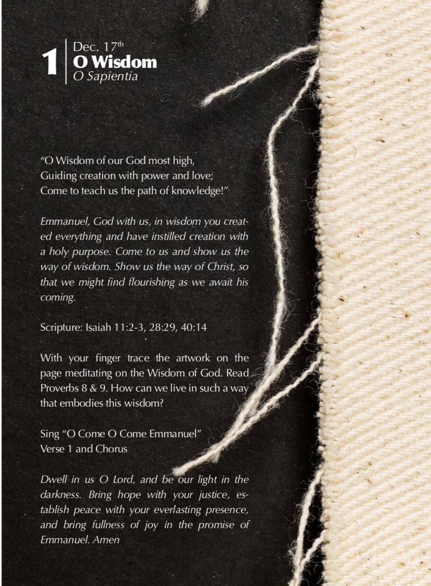 Bellwetherarts's tweet image. #OAntiphons, Day 1 “O Wisdom of our God most high, Guiding creation with power and love; Come to teach us the path of knowledge!”