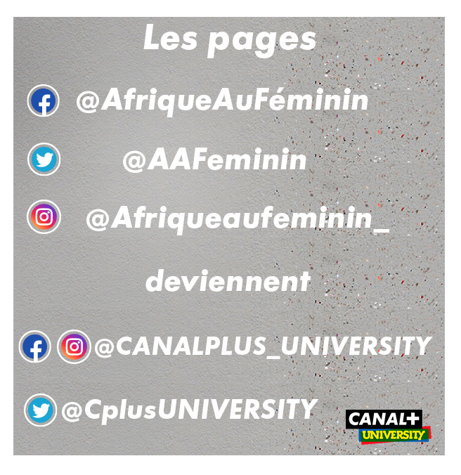 La page @AAFeminin devient @Cplus_UNIVERSITY! 
Sous ce nouveau label de formations du groupe Canal+ vous serez au cœur de l’actualité de chacun de nos projets!
Alors restez connectés pour suivre nos opérations ! 
#Cplus_UNIVERSITY