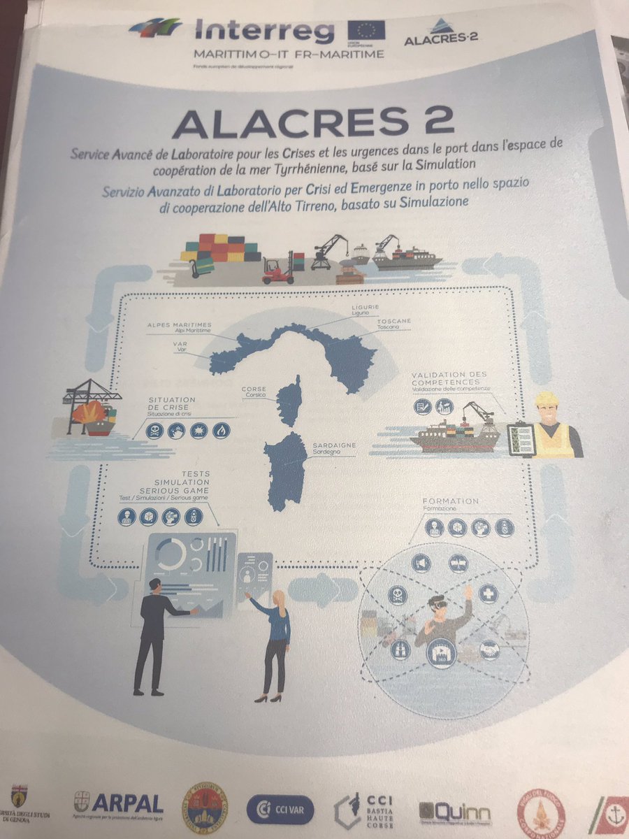 BizatKatia's tweet photo. [direct cdp Cagliari] mapping des crises maritimes !😱⚡️Heureusement #Alacres2 🚨🛳 🇮🇹 🇫🇷 prévoit d’améliorer les choses et de diminuer le risque. Débat en cours : quels incidents simuler virtuellement pour en améliorer la gestion #Shipping #Security #BlueGrowth #UE #Ports https://t.co/CF7JzzrNYr