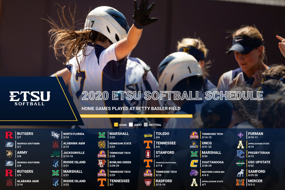 Fans, mark your calendars! The 2020 Softball Season is right around the corner. 🥳

👉: tinyurl.com/yx5kdqe7

#ETSUTough