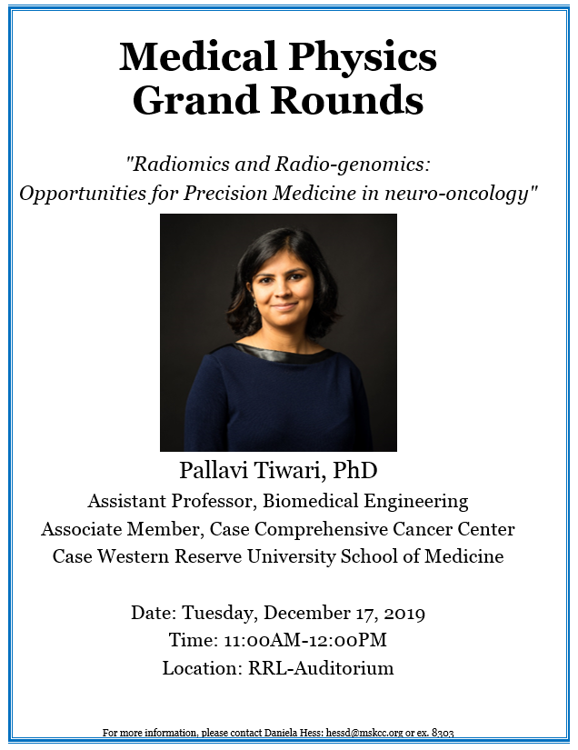 AID2B_CWRU's tweet photo. @CCIPD_Case is in NYC today! @Pallavi_Tiwari is presenting @sloan_kettering Medical Physics Grand Rounds, 12/17: "#Radiomics and Radio-genomics: Opportunities for #PrecisionMedicine in neuro-oncology" #BRICLab https://t.co/uznZmzMFv6