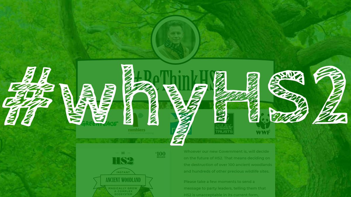 Today, campaigners and celebrity activists are launching  #RethinkHS2, a typically misguided "green" attack on HS2.I've been promising a new  #whyHS2 thread explaining why opposition to HS2 means exacerbating the  #ClimateEmergency, and this seems like the perfect excuse 