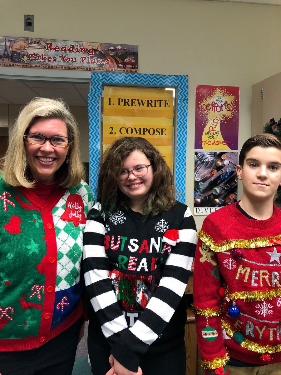 GL_JuniorHigh's tweet photo. It’s ugly sweater day at the Junior High.  Just a small number of the staff and student who participated!   Looking good JH! https://t.co/ANbZcU41RF