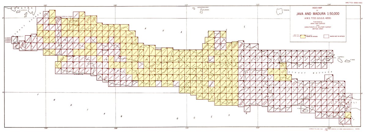 rizkidwika's tweet image. Ini adalah indeks peta era 1930-an, buat wilayah Jawa dan Madura yang dibagi ke dalam beberapa kotak.
Cari wilayah kamu, unduh gratis petanya, baca legenda petanya.
legacy.lib.utexas.edu/maps/ams/java_…