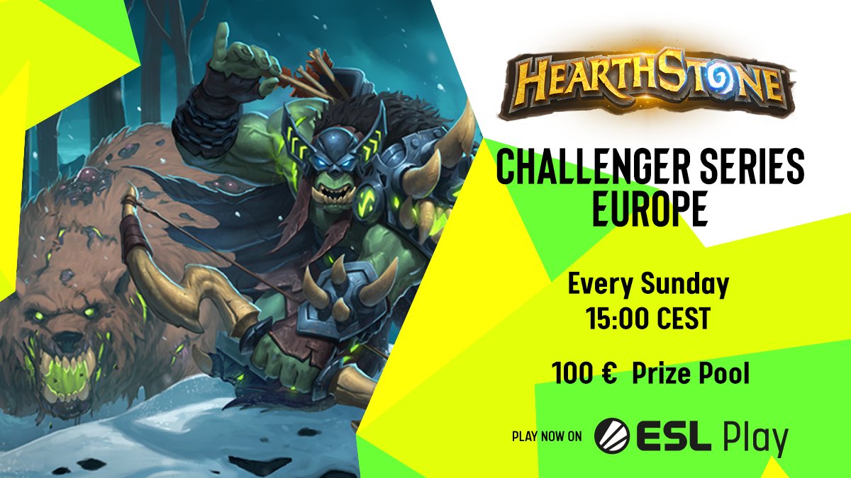🏆 Get ready for the next challenge, save your spot and be part of the Challenger Series!

➡ Register now :: play.eslgaming.com/hearthstone/eu…
