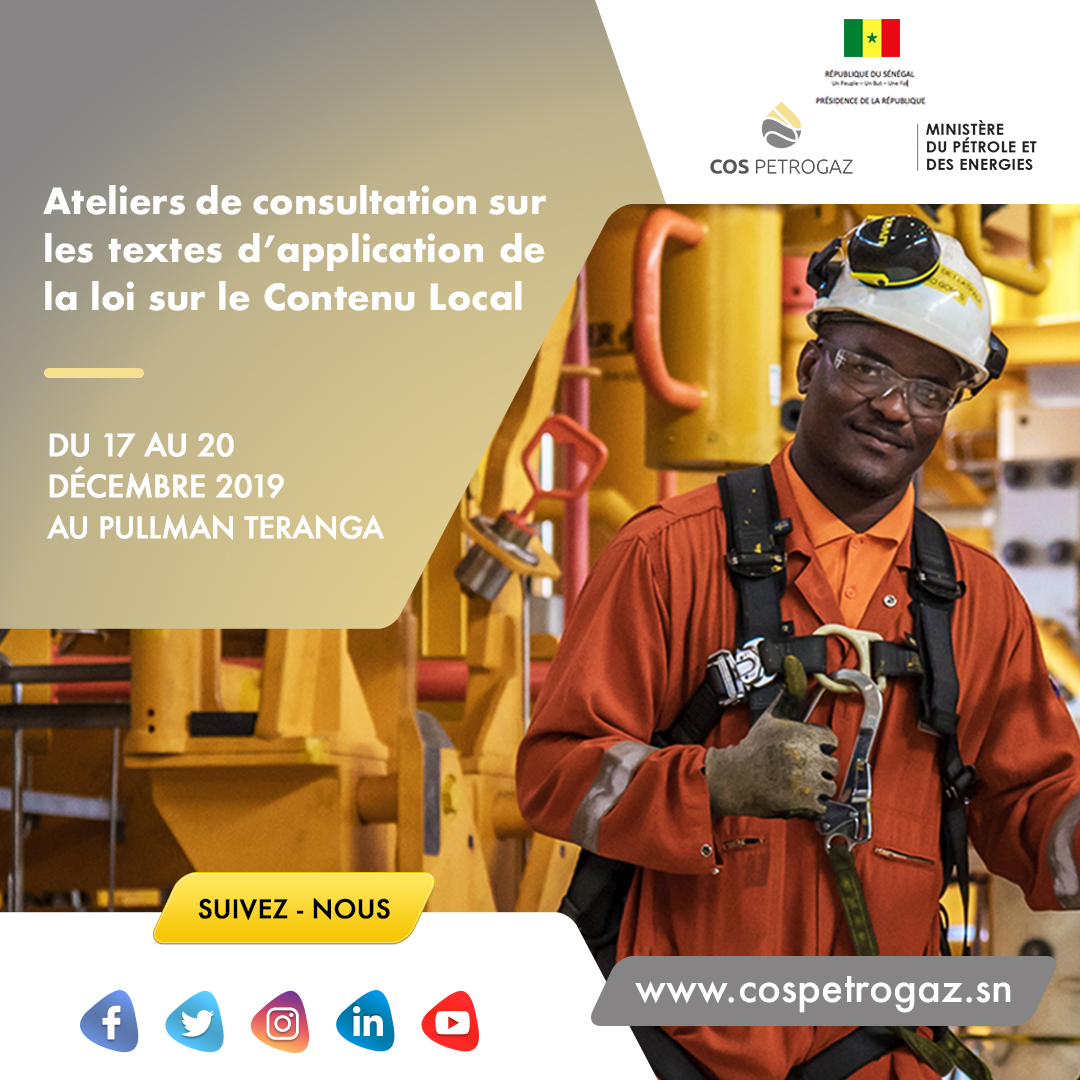 On y est ! #ConsultationPetrogaz

Aujourd'hui, nous accueillons les parties prenantes Ateliers de consultation sur les textes d’application de la loi sur le Contenu Local.
#Kebetu #ContenuLocal #Cospetrogaz @MpeSenegal