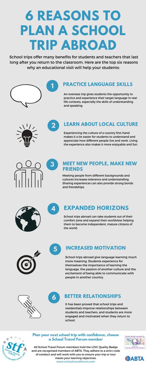 STF_Forum's tweet photo. #Schooltrips bring learning to life especially when learning a second language. Here are the top 6 reasons why schools should organise an educational visit or tour overseas.
#MFL #mfltwitterarti #mflchat https://t.co/EzFS42ipfb