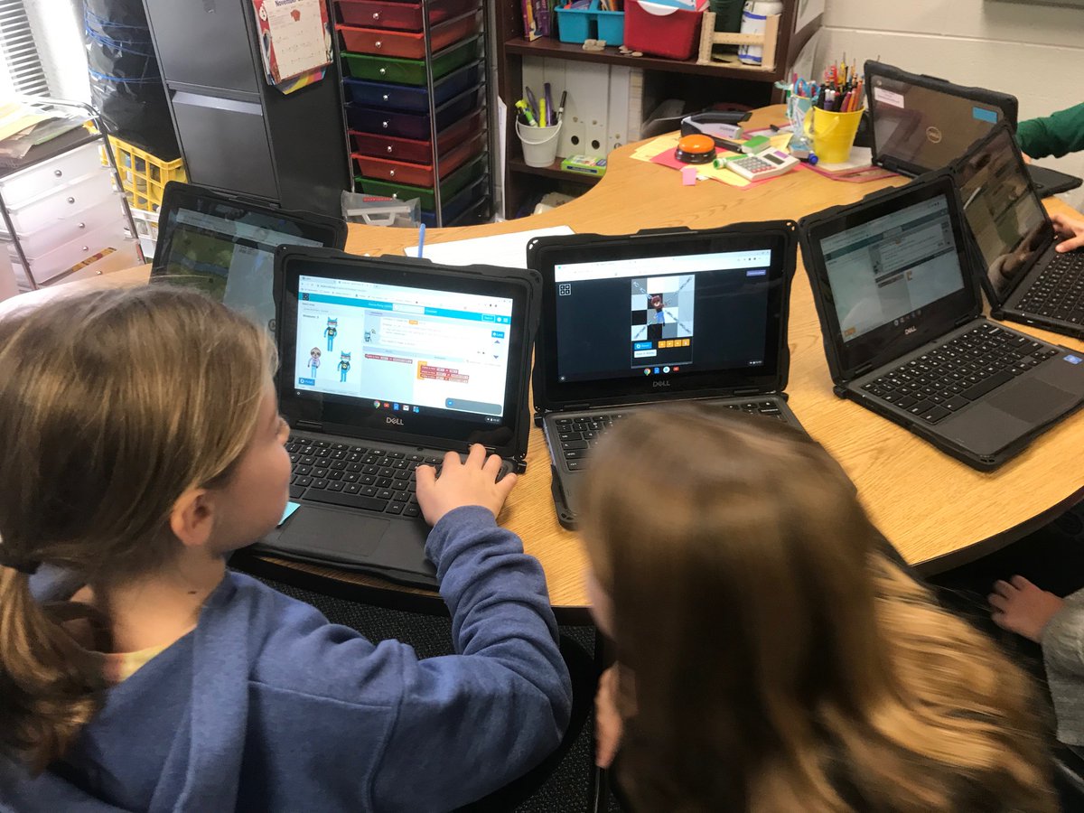 Central301's tweet image. Lily Lake third graders celebrate the #HourofCode2019! After investigating STEM careers, they explored computer programming and coding through Code Monkey and CoffeeScript.
