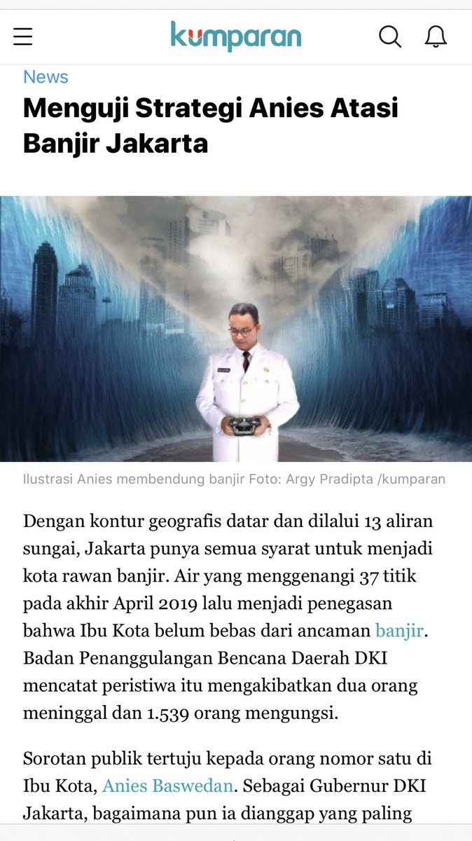 Jadi gini sat

Banjir di DKI skrng sdh surut, itu dah bgtu dari jaman jeput.

Knp netijen riuh Jakarta banjir?

yaa...Flashback, cek PENGIBULAN gabener @aniesbaswedan 

Ekspektasi warga sangat tinggi, udah 2 tahun lebih menjabat hasilnya....??

MASIH BANJIRRR #4niesCuciTangan