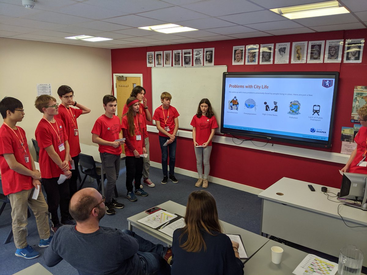SGS_Computing's tweet image. Team skylines smashing their innovation presentation on homelessness, @FLLUK @stem4sussex , #grit