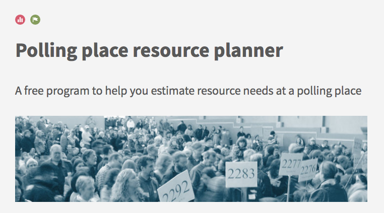 TheElectionBuzz's tweet photo. Well-run polling places promote voter participation! Plan out your polling places with help from the Polling Place Resource Planner. #ElectionTools https://t.co/BhvEM0OdgF https://t.co/0n51D17lgi
