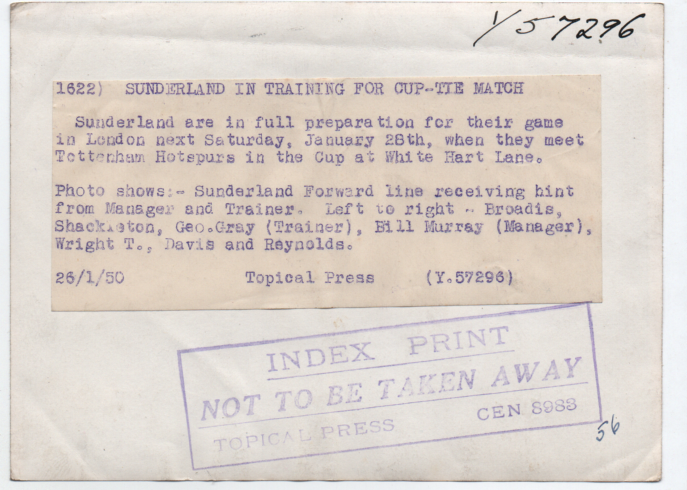 A photo of a photo ...Topical Press index print 26.01.1950 <a href="/SunderlandAFC/">Sunderland AFC</a> <a href="/collectfootball/">football memorabilia</a> <a href="/matchdaymemory/">𝙼𝚊𝚝𝚌𝚑𝚍𝚊𝚢 𝙼𝚎𝚖𝚘𝚛𝚢 #Selling-It-All</a> <a href="/MemorabiliaMal/">Mal Winkles - Football Nostalgia</a> <a href="/RokerReport/">Roker Report</a> <a href="/safcmuseum/">SAFC Museum</a> <a href="/SAFCMemories/">SAFCMemories</a> <a href="/ChronicleSAFC/">Sunderland AFC News</a> <a href="/Sfpa1973/">Safc Former Players</a> <a href="/photos_past/">Football Photos from the Past</a> <a href="/OldBritishFoot/">⚽️ldBritishFootball</a> @OverTheBarFB <a href="/SafcClassics/">SAFC Classics</a> <a href="/sunechosafc/">Sunderland Echo SAFC</a>
