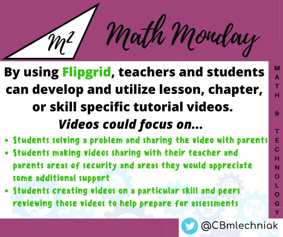 CBmlechniak's tweet photo. Math Monday!
~This month, Math Mondays will showcase ways to integrate technology into mathematics. Consider ideas that would benefit your students.
Special thanks to @CB_JShaw, @cjansquest, @amyslogue, and @AControy.
@mif2020 @Flipgrid #CBSDElemMath #CBinnovate https://t.co/6c4CumxolS