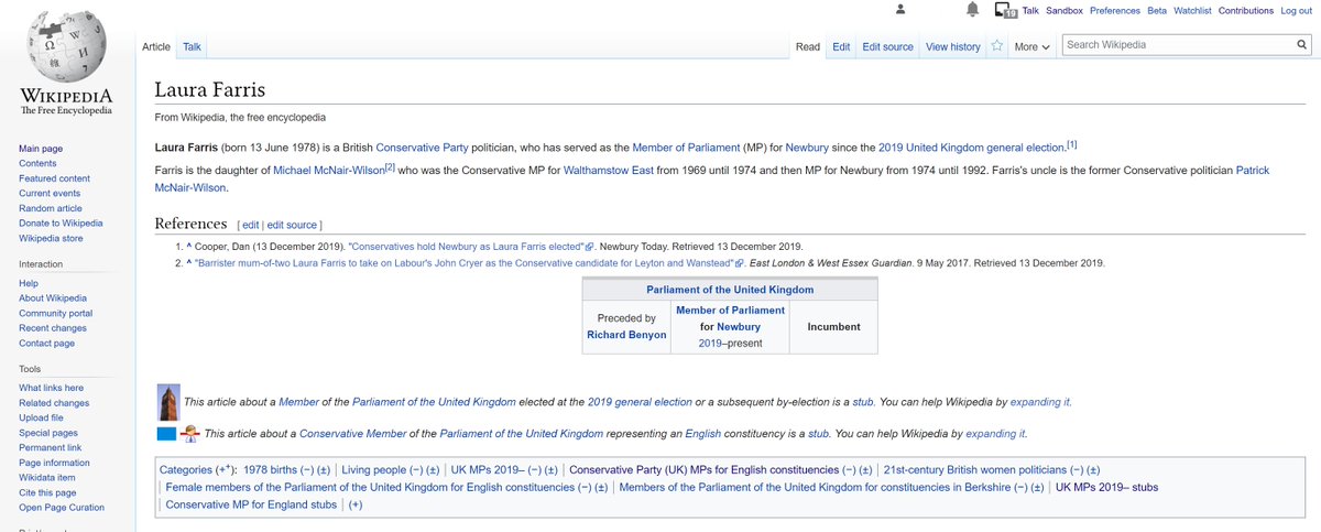 Part 8: Laura FarrisGood to see meritocracy at work in the Tories, with this MP being the daughter and neice of two former Tory politicians. I'm sure she worked hard to get where she is.  https://en.wikipedia.org/wiki/Laura_Farris