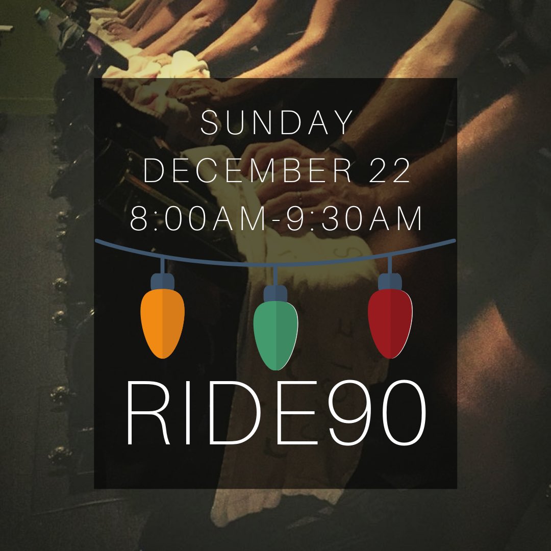 Rideandworkout's tweet photo. Last Ride90 of 2019! Amy &amp; Tom will help you get a jumpstart on the holiday week - be willing to bring the energy &amp; have fun ⛄️ *Please signup on our app or webpage | $20 per rider | 24 hour cancellation policy | 2 towels, 2 water bottles are advised. Healthy Holidays! ✨ https://t.co/P242JJaWnT