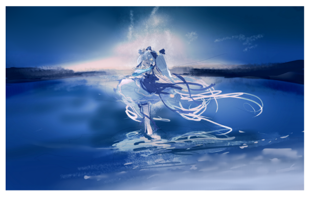 「blue hair night sky」 illustration images(Oldest)