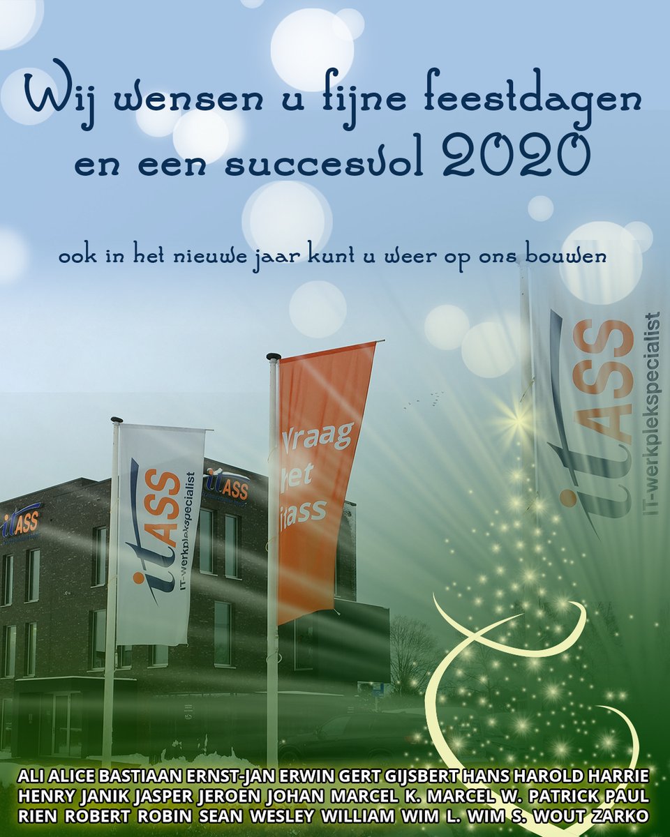 Wij wensen iedereen fijne feestdagen en een succesvol 2020!
