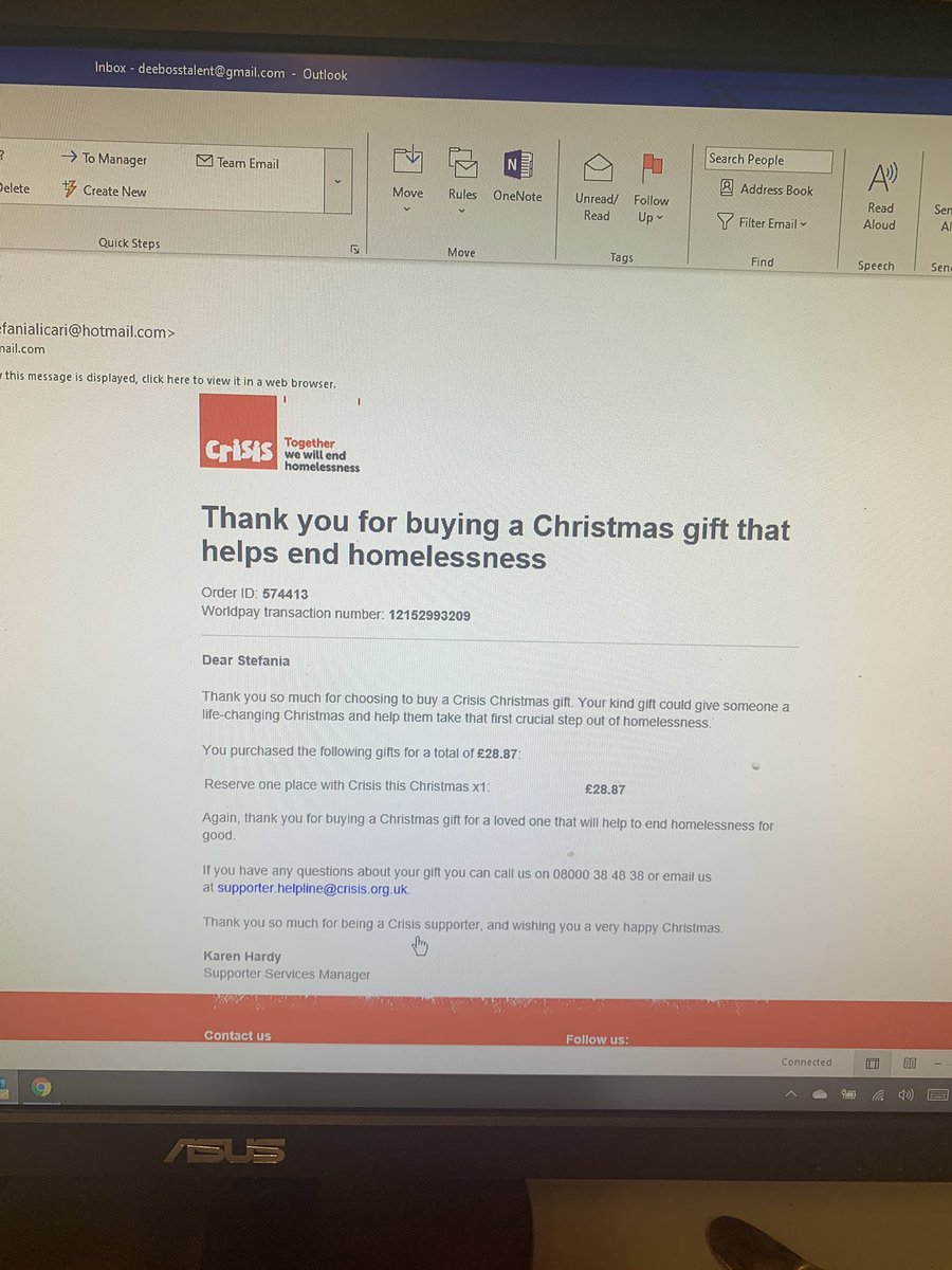 DeeBossTalent's tweet photo. Thank you Stefania for your very thoughtful gift of donating to @crisis_uk in my name #TeamDB #Actor #Christmas #Gift #GratefulAgent @StefaniaLicari @ConnieDeeBoss @RosieDeeBoss https://t.co/daW4hFJ5NU
