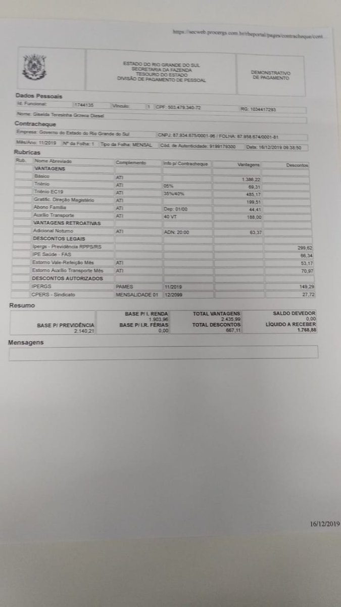 DepJeferson's tweet photo. A profe Giselda dá aula há 25 anos. Tem pós-graduação, adic noturno,  grat direção, etc. Recebe líquido R$ 1.768,88 (20h).
Qdo aposentada  segundo PLC 503, ganhará apenas R$ 1.661, devido ao desconto d 14% p/ previdência. 
 Atualmente quem recebe até R$ 5.839 é isento. https://t.co/uHJbmBG8qt