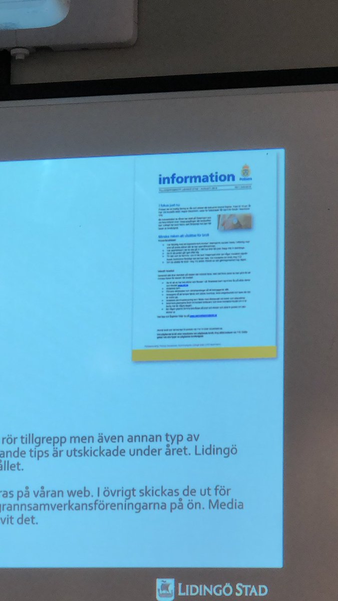 Idag har vi samverkan med lokalpolisen. Vi kan gemensamt konstatera att antalet brott på #Lidingö generellt minskat. Vi är glada men inte nöjda. Nu arbetar vi vidare inför 2020