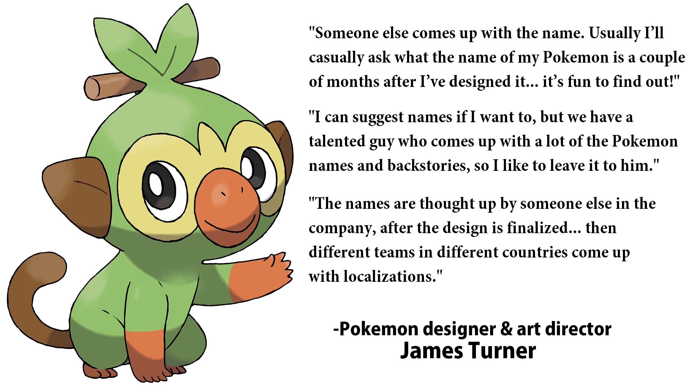 Dr. Lava on X: Who Names a Pokemon: According to Sword & Shield's art  director @JamesTurner_42, Pokemon designers don't usually get to name their  own creations. Game Freak keeps a real life