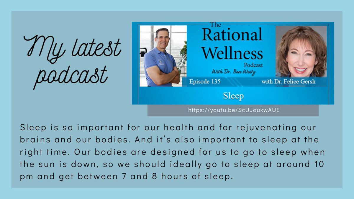 DrFeliceGersh's tweet photo. In Dr. Ben Weitz's Rational Wellness Podcast, I talk abt the critical importance of #sleep. Did you know that your health relies not just on the # of hours of sleep you get every night but on which hours you are asleep for?
https://t.co/GAjpOcyHbW
#circadianrhythm #PCOSdoctor https://t.co/ikgAIYVod8