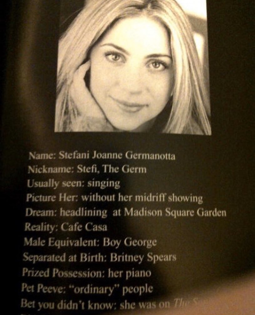 On Twitter Lady Gaga Saying She Was Seperated At Birth From Britney Spears In Her High School Yearbook Really Is Everything