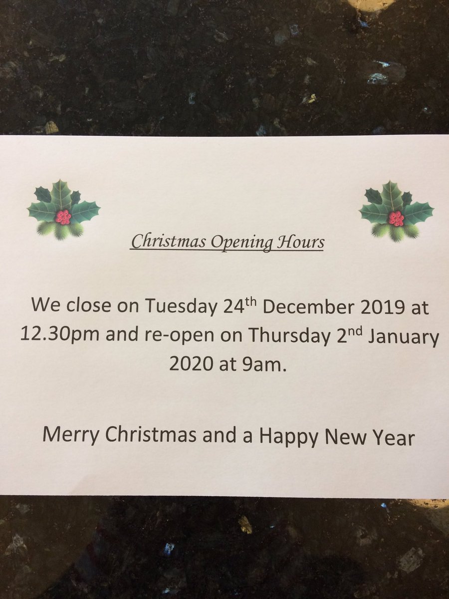Our Christmas opening hours. Merry Christmas #Christmas
