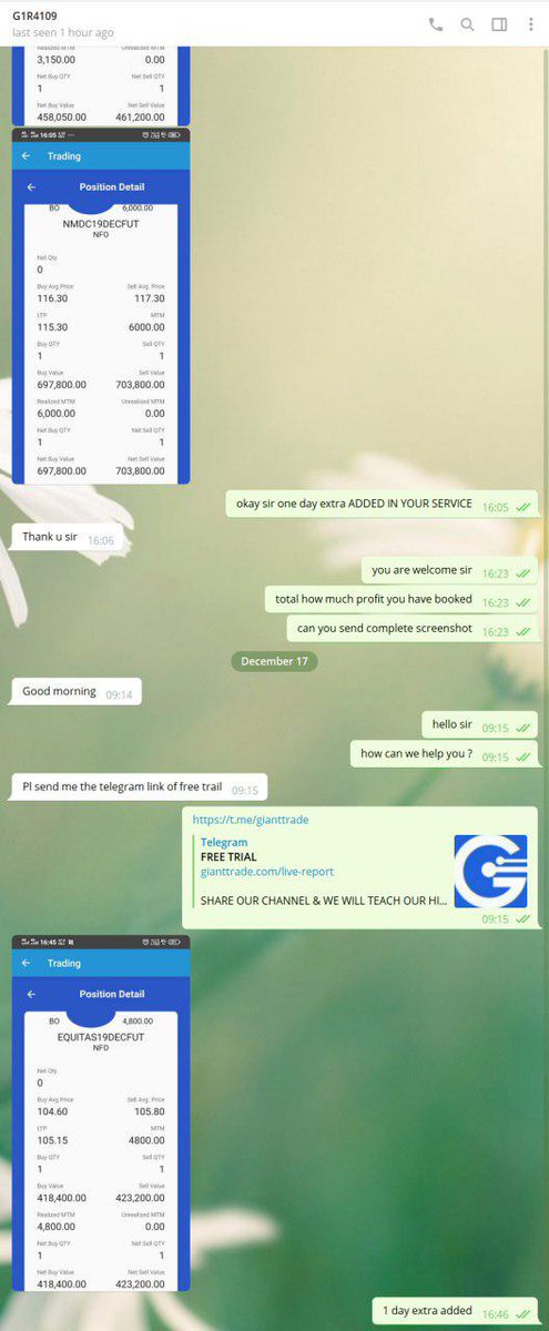 INTRADAY BUY EQUITAS TRADER BOOKED THE PROFIT OF 4800 RUPEES FROM THE STOCK.

SEE THE LEVELS FOR THE TRADE PRECISELY TRADER BOOKED THE PROFIT ON TIME FROM THE CALL.

FOLLOW US ON @gianttrade
Ask query +917887887885