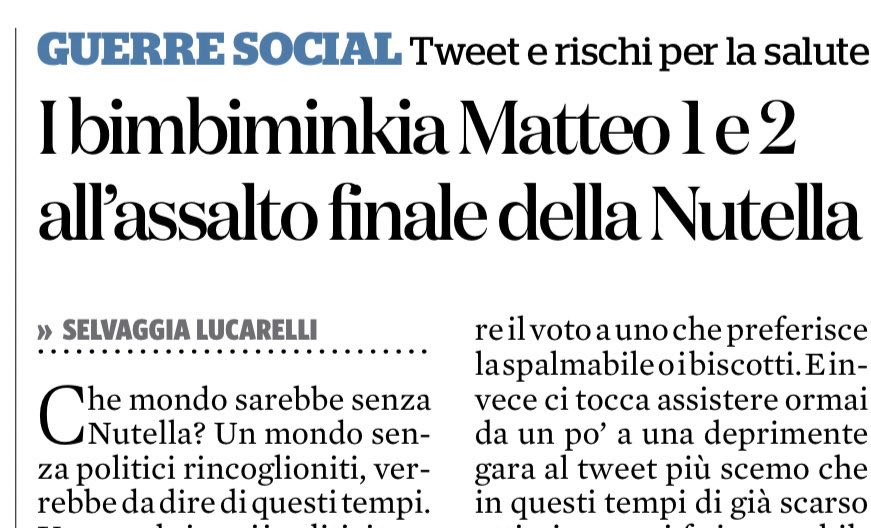 dukana2's tweet photo. Due #BimbiMinkia “prestati” a #politica e #malaffare (#trivelle in #Basilicata #EolicoMafioso #Lotti #Siri #49milioni , soldi da #Eni) 👇che si strafogano di #Nutella👉#Matteo1 #Renzi 👉#Matteo2 #Salvini👉ora ci sono pure le #Sardine petrolifere del #BimboMinkia #MattiaSantori https://t.co/oHkNtA3oVj