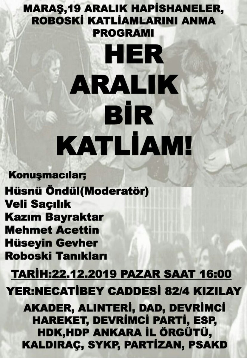 KaldiracAnkara's tweet image. #1922AralıkHapishalerKatliamını,  #Maraşı, #Roboskiyi #Unutmadık #Unutmayacağız