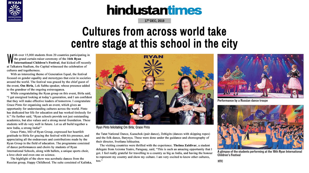 RyanIntlGrp's tweet photo. The world has come together to promote gender equality and diversity at #RyanICF! The initiative has been greatly appreciated as it gives the kids to understand different cultures better. Read the latest features of @DelhiTimesTweets, @HindustanTimes, and @bombaytimes below. https://t.co/jNHzI3d5qL