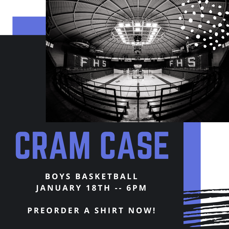 AmbassadorsFHS's tweet photo. Student Ambassadors and Student Council are teaming up to CRAM CASE ARENA on January 18th at 6pm! 

Preorder a shirt through the FHS bookstore now until December 20th!
$8 - Shirt Only  
$10 - Shirt and ticket

@FHSHotDogs https://t.co/tBv0ld5Wga