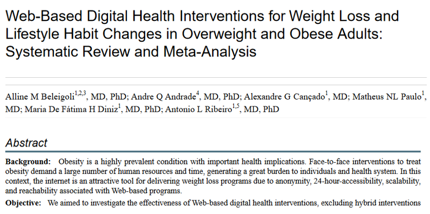COMPAR_EU's tweet photo. The internet is an attractive tool for delivering #weightloss programs, but are they effective? A study found web-based #digitalinterventions led to greater short-term but not long-term weight loss than #offlineinterventions in overweight adults: https://t.co/zs3FzrHUe8 https://t.co/9jhvdxGmci