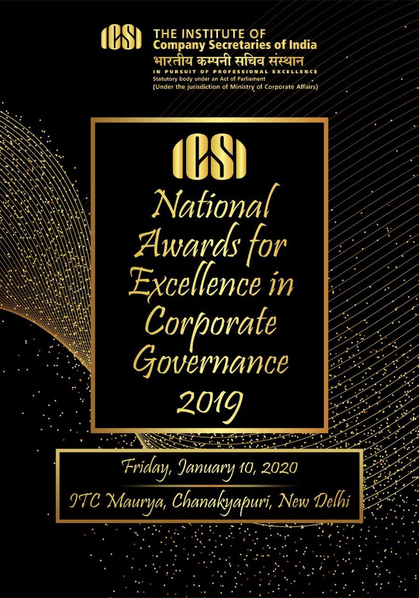 icsi_cs's tweet photo. #BlockyourDiary - #ICSI National Awards for Excellence in #CorporateGovernance #CGAwards #CSRAwards #SARAwards https://t.co/mSQSHbPang