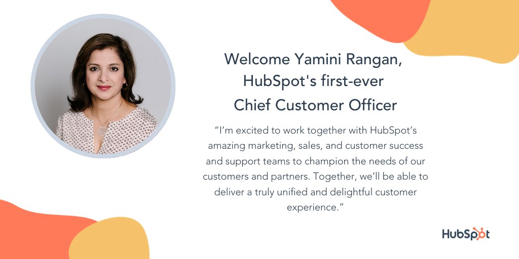 A warm welcome to our first-ever Chief Customer Officer, Yamini Rangan! In her role, she'll unite our teams, champion for our customers, and create a cohesive experience that fulfills our mission of helping millions of companies #GrowBetter. hubs.ly/H0mhnB90