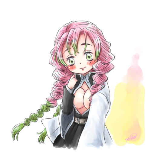 鳴海 星さんがTwitterに投稿した甘露寺蜜璃(鬼滅の刃)のイラスト。
