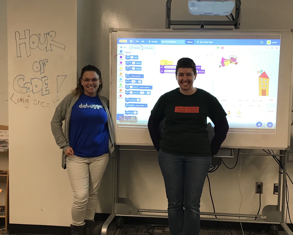 jenvarney's tweet image. Ms. Rosenberg & Ms. Varney are still going strong with Hour of Code 8 days in!! #readytocode #csfirst @GoogleForEdu @ALALibrary @MLKcambridge