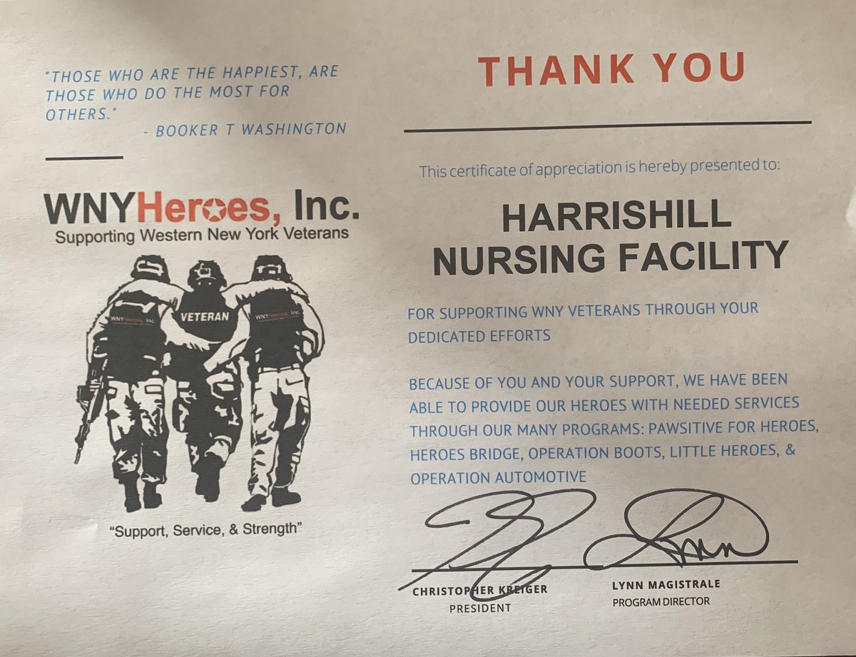 Thank you sincerely #HarrisHillNursingFacility for your amazing #support with #adopting a hero as part of our #holidayprogram. BECAUSE OF YOU, a #hero and their family will be able to have a #Christmas this year.