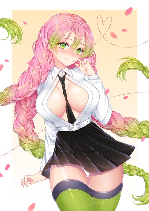 NinaMeowMeow 🔞⚠️ Artist - VtuberさんがTwitterに投稿した甘露寺蜜璃(鬼滅の刃)のイラスト。