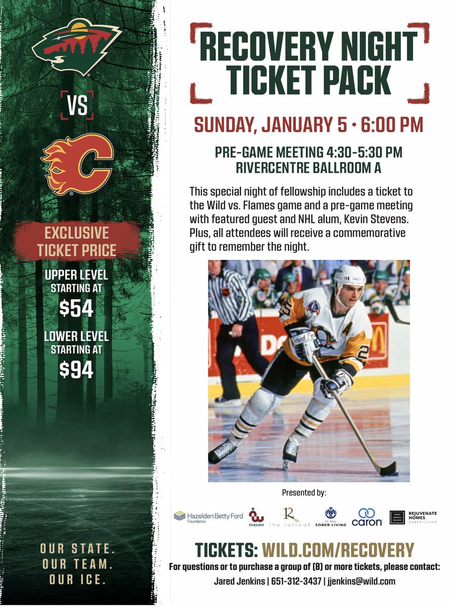 3rd Annual Minnesota Wild Recovery Night!  wild.com/recovery
