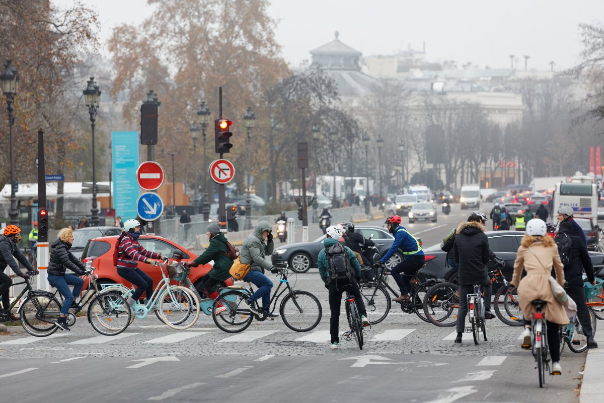 Actuellement, presque autant de vélos que de voitures circulent à Paris. Exemple bd Voltaire: 
- 9/12: 9594 vélos, 11673 voitures
- 10/12: 12077 vélos, 12788 voitures
- 11/12: 11658 vélos, 12186 voitures
- 12/12: 10750 vélos, 10906 voitures
- 13/12: 11612 vélos, 12886 voitures
👇