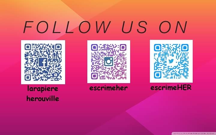 escrimeHER's tweet photo. Suivez-nous sur nos différents réseaux sociaux en scannant le QR code ou en tapant l'identifiant situé sous le QR code correspondant
#HJLS 👍👍🤺🤺🤺 https://t.co/VYkCDrMPYJ