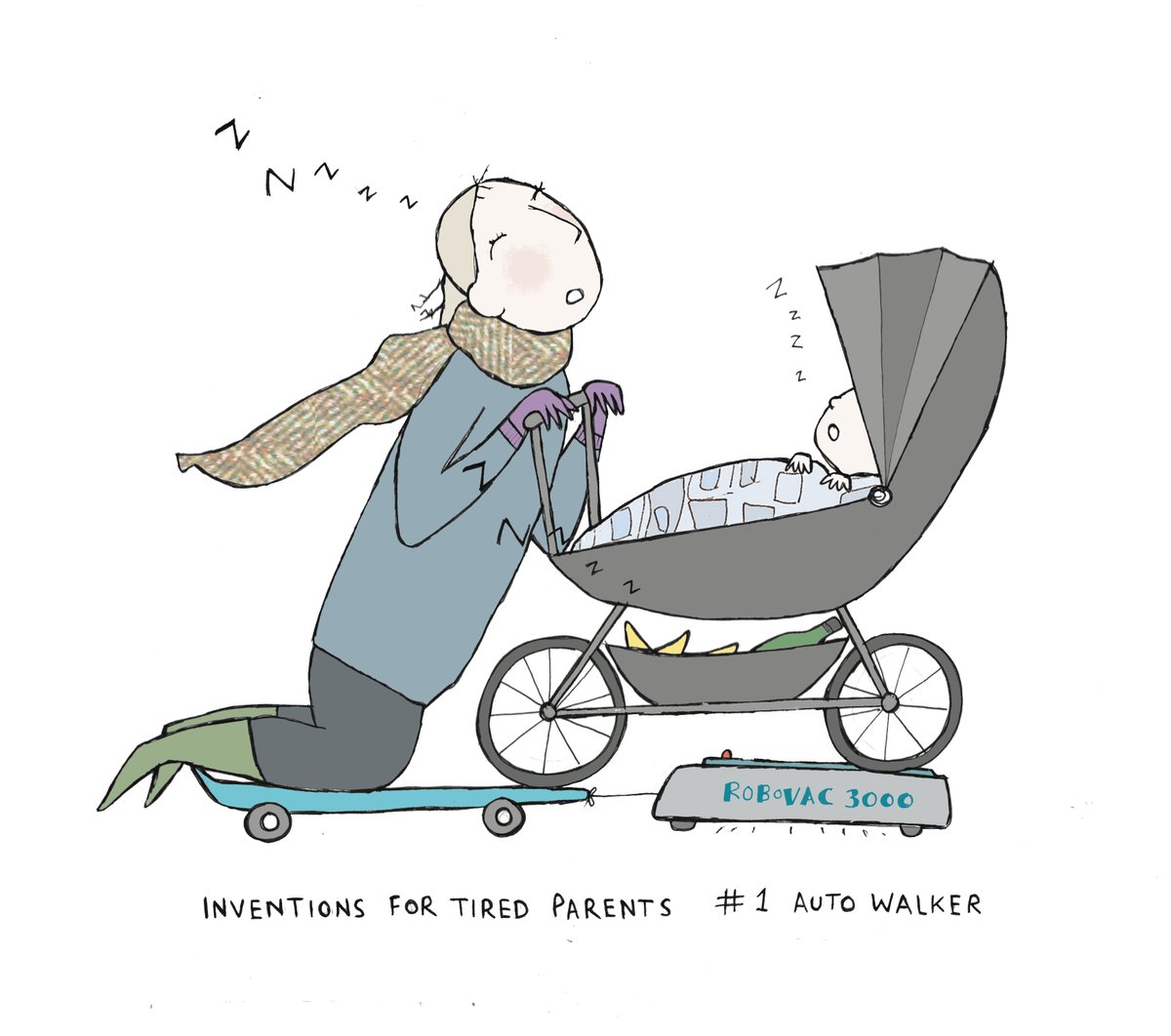 JosephineScales's tweet photo. Inventions for tired parents number one - auto walker. Inspired by a friends frivolous purchase of an automatic vaccuum cleaner and my own baby who NEVER SLEEPS IN HIS COT. https://t.co/MkIVt7O48U