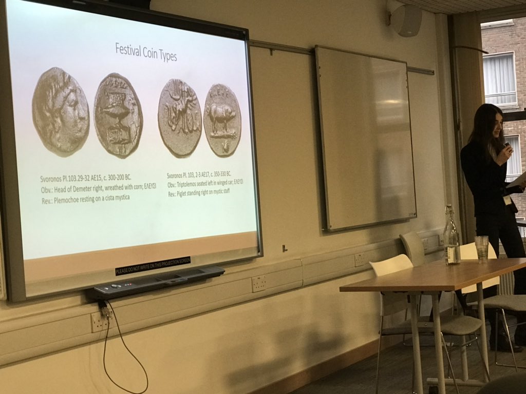 CaradocPeters's tweet photo. Charlotte Mann - Athenian festival coins were small denomination to cope with visitors that would otherwise not be able to settle their accounts #tag2019ucl #tag38 https://t.co/XnAmo6IG9r