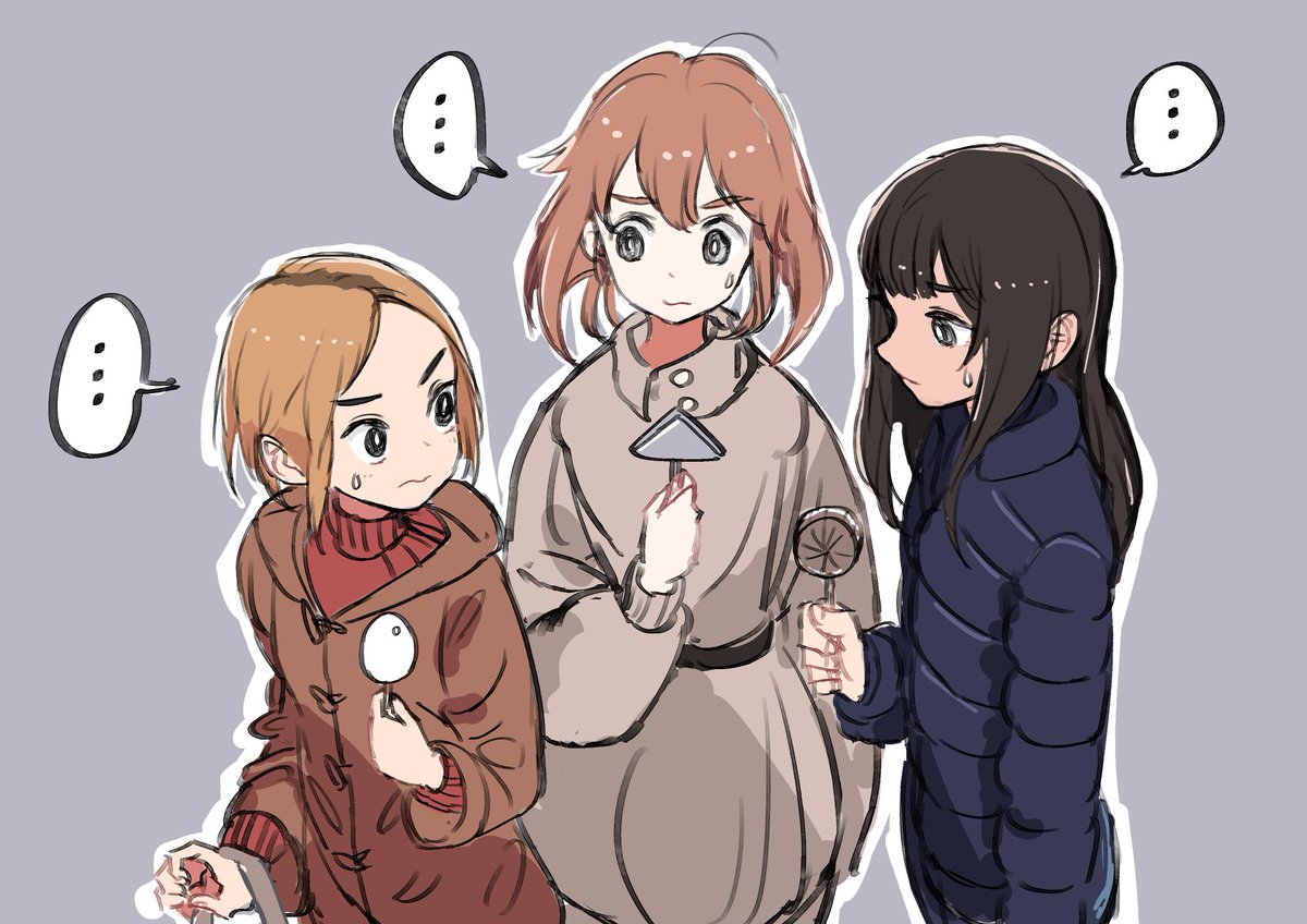 「おでんの分け前に不公平さを感じる買い食いガールズ 」|Kaneniのイラスト